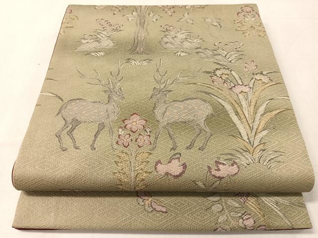 平和屋着物●全通柄 京袋帯 動物吉祥花文 正絹 逸品 CABL0189vp