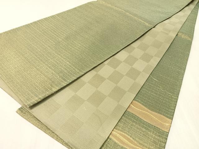 平和屋着物●太鼓柄袋帯 よろけ縞 金糸 正絹 逸品 CABL0191vp