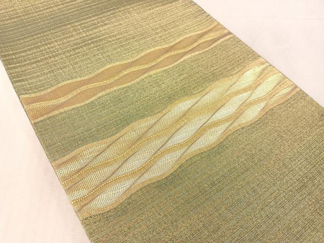 平和屋着物●太鼓柄袋帯 よろけ縞 金糸 正絹 逸品 CABL0191vp