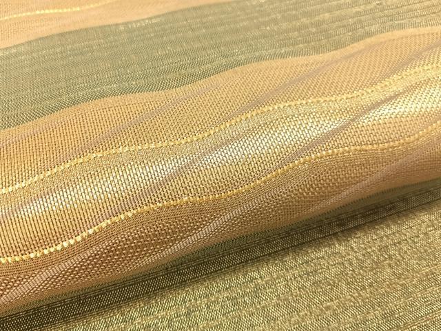 平和屋着物●太鼓柄袋帯 よろけ縞 金糸 正絹 逸品 CABL0191vp