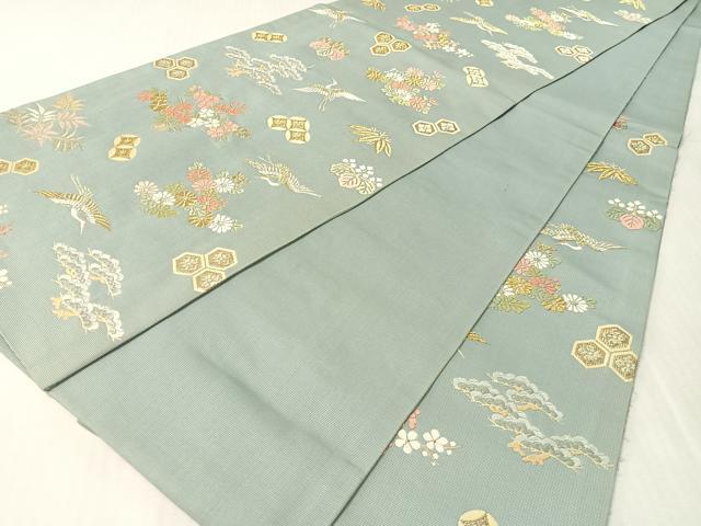 平和屋着物●六通柄袋帯 唐織 飛鶴吉祥松竹梅 金糸 正絹 逸品 CABL0192vp