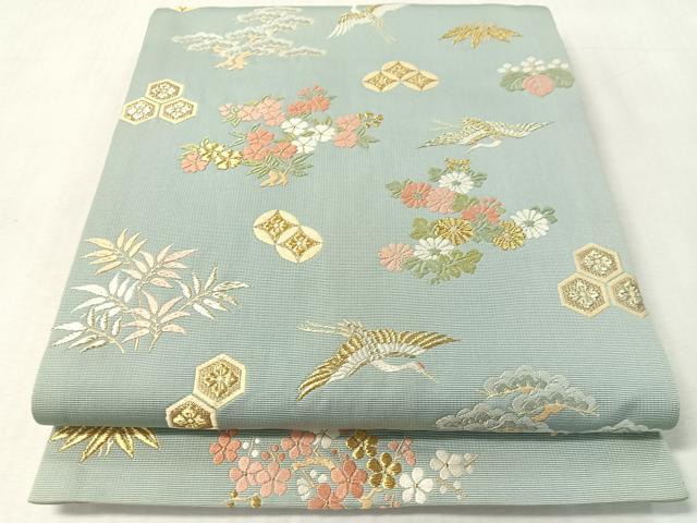 平和屋着物●六通柄袋帯 唐織 飛鶴吉祥松竹梅 金糸 正絹 逸品 CABL0192vp