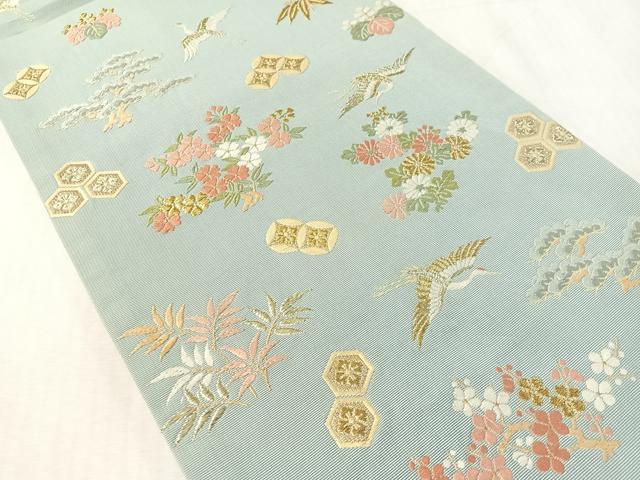 平和屋着物●六通柄袋帯 唐織 飛鶴吉祥松竹梅 金糸 正絹 逸品 CABL0192vp