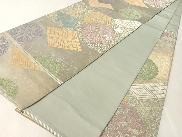 平和屋着物●西陣 川島織物 六通柄 本袋帯 鳳凰菱花丸文 金銀糸 引箔 正絹 逸品 CABL0195vp