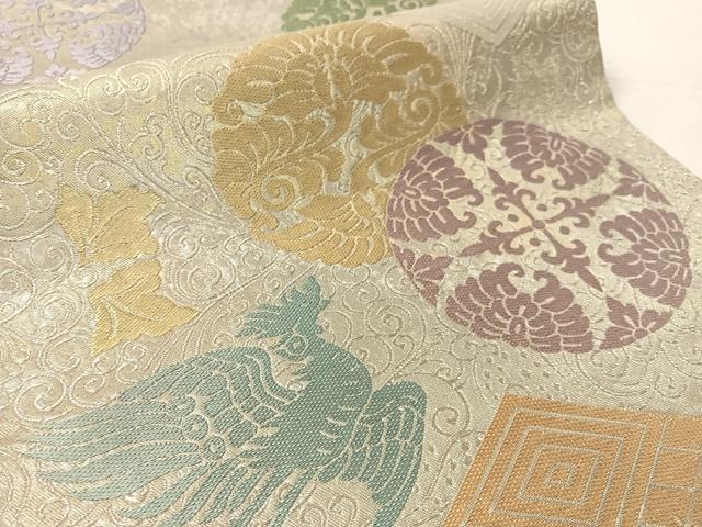 平和屋着物●西陣 川島織物 六通柄 本袋帯 鳳凰菱花丸文 金銀糸 引箔 正絹 逸品 CABL0195vp