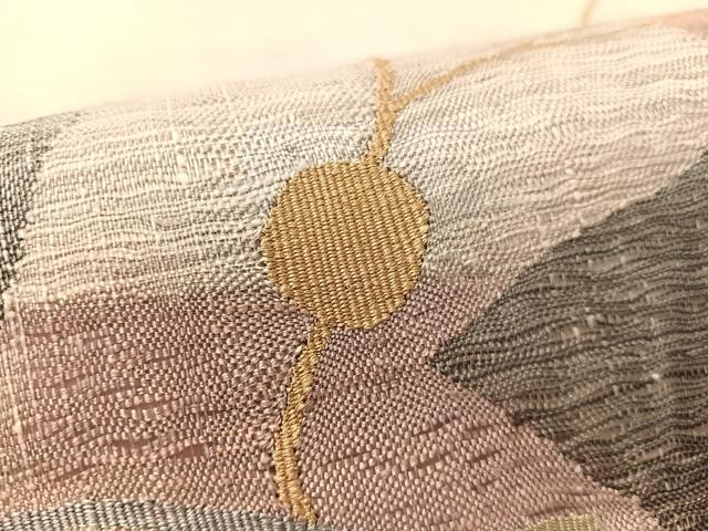 平和屋着物▽太鼓柄袋帯 スリーシーズン 春夏秋 すくい織 抽象文様 金糸 正絹 逸品 CABL0199vp