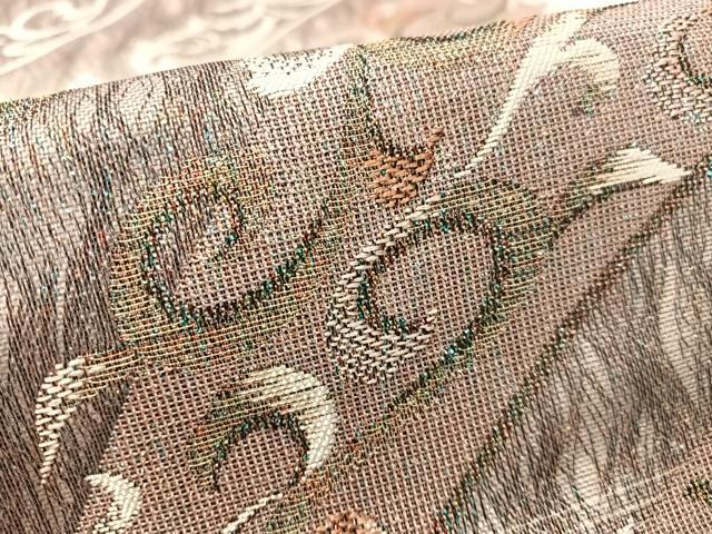 平和屋着物●全通柄袋帯 櫛織 唐草文 金糸 正絹 逸品 CABL0203vp