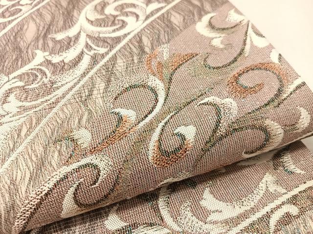 平和屋着物●全通柄袋帯 櫛織 唐草文 金糸 正絹 逸品 CABL0203vp