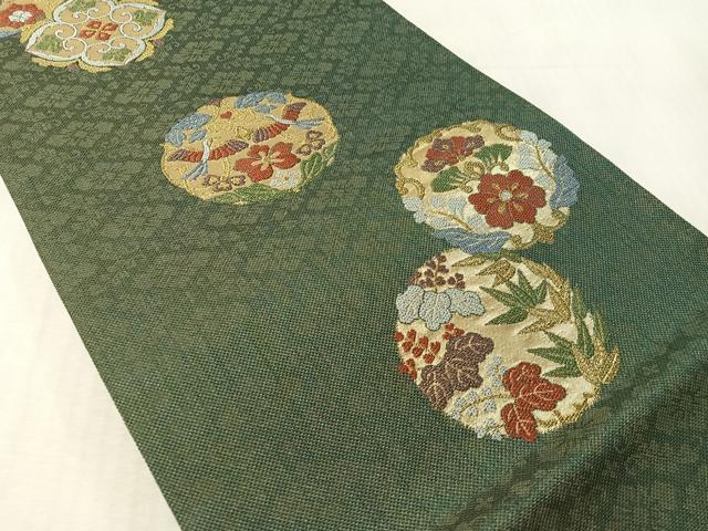 平和屋着物●六通柄袋帯 桐丸華文 金糸 正絹 逸品 未使用 CABL0204vp