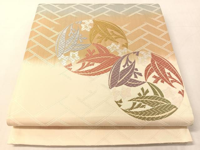 平和屋着物●西陣伝統工芸帯 六通柄袋帯 唐織 草花丸文 正絹 逸品 CABL0208vp