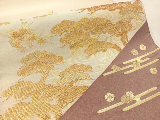 平和屋着物●太鼓柄袋帯 綴れ 錦秋松楓蒔絵 金糸 正絹 逸品 CABL0216vp