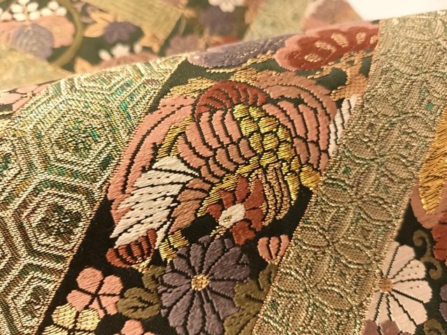 平和屋着物●世界的友禅作家 千地泰弘 六通柄袋帯 唐織 吉祥花鳥蝶文 金糸 引箔 正絹 逸品 CABL0228vp