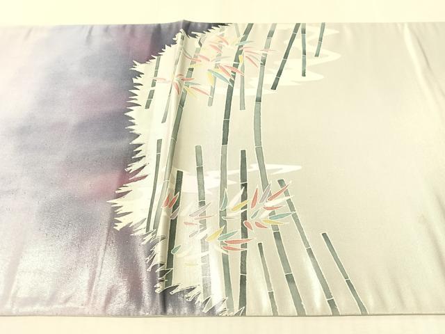 平和屋着物●森川明洋作 太鼓柄袋帯 笹竹文 銀彩 正絹 逸品 CABL0231vp