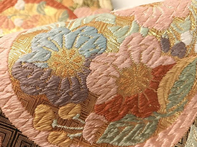 平和屋着物●佐賀錦 六通柄袋帯 唐織 辻が花 金糸 正絹 逸品 CABL0233vp
