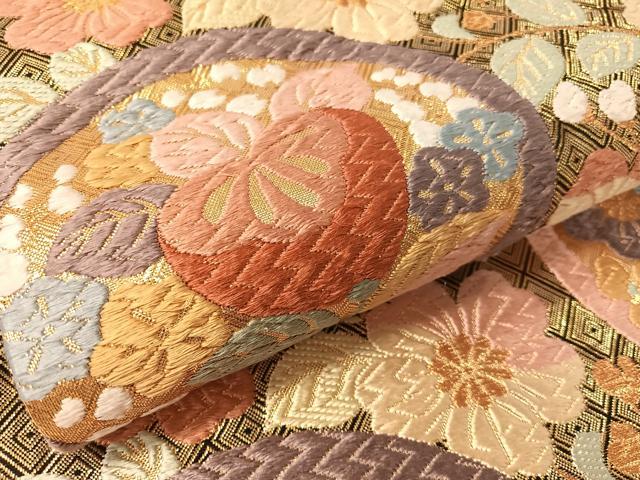 平和屋着物●佐賀錦 六通柄袋帯 唐織 辻が花 金糸 正絹 逸品 CABL0233vp