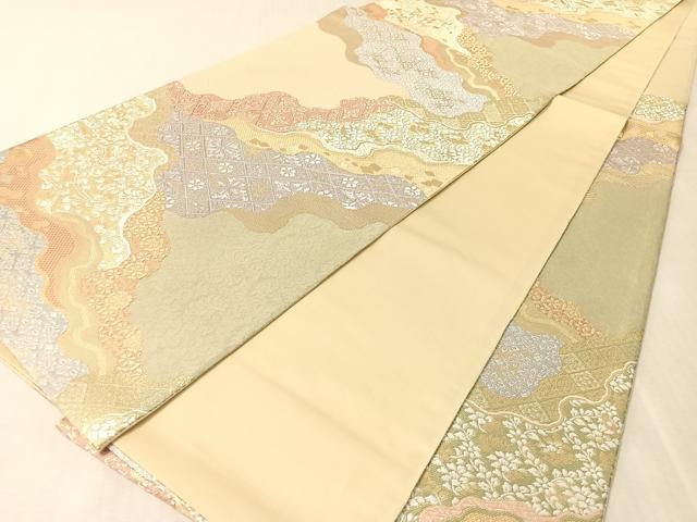 平和屋着物●六通柄袋帯 唐織 みちなが 金糸 正絹 逸品 CABL0234vp