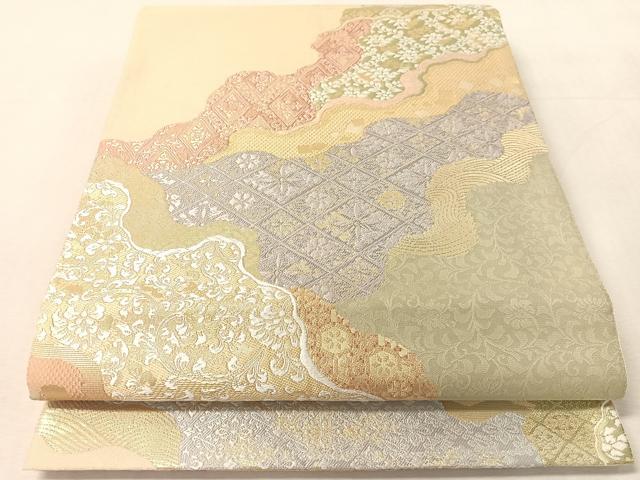 平和屋着物●六通柄袋帯 唐織 みちなが 金糸 正絹 逸品 CABL0234vp