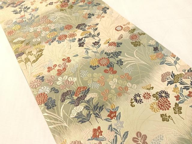 平和屋着物●六通柄袋帯 唐織 芒野乃道 金糸 正絹 逸品 CABL0236vp