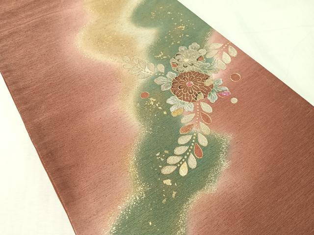 平和屋着物●太鼓柄袋帯 紬地 螺鈿 辻が花 金通し地 正絹 逸品 CABL0243vp
