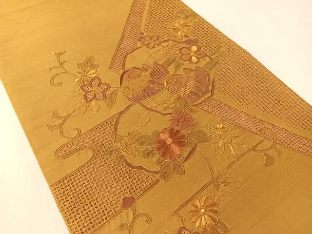 平和屋着物●中国三大刺繍 蘇州刺繍 スワトウ相良刺繍 総刺繍 太鼓柄袋帯 鴛鴦花文 正絹 逸品 CABL0244vp