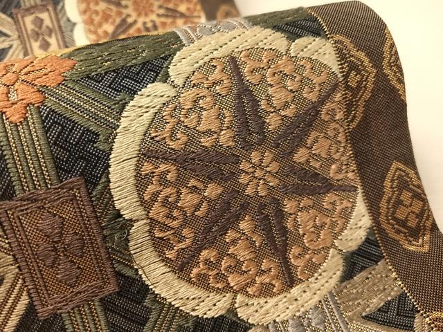 平和屋着物●本佐賀錦 六通柄袋帯 能美唐織 吉祥花間道 金糸 正絹 逸品 CABL0253vp