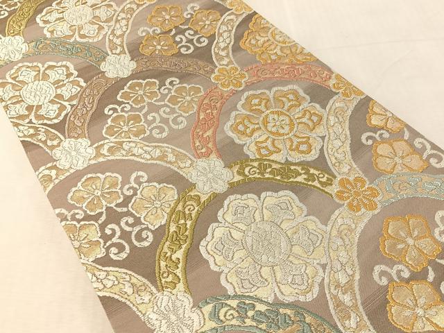 平和屋着物●六通柄袋帯 唐織 青海波花文 金糸 正絹 逸品 未使用 CABL0254vp