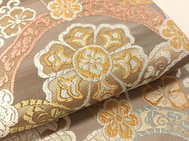 平和屋着物●六通柄袋帯 唐織 青海波花文 金糸 正絹 逸品 未使用 CABL0254vp