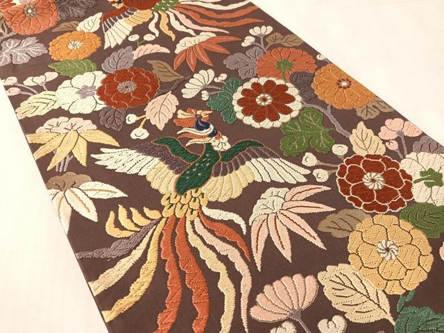 平和屋着物●六通柄袋帯 唐織 鳳凰花文 金糸 正絹 逸品 CABL0260vp