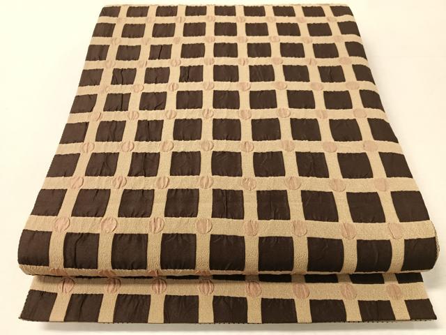 平和屋着物●全通柄袋帯 ふくれ織 格子柄 正絹 逸品 CABL0262vp