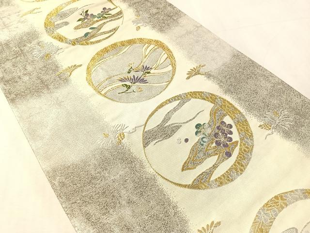 平和屋着物●六通柄袋帯 唐織 流水花丸文 金銀糸 正絹 逸品 CABL0275vp