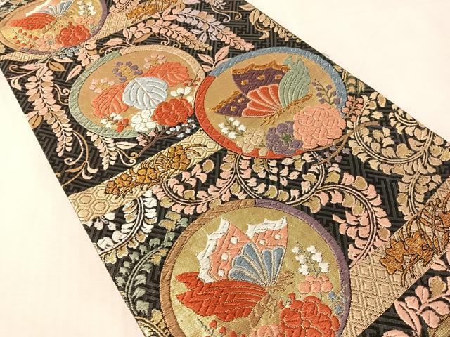 平和屋着物●唐織佐賀錦 六通柄袋帯 芝垣秀花文 金糸 正絹 逸品 CABL0277vp