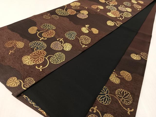 平和屋着物●六通柄袋帯 モール 葵文 金糸 正絹 逸品 CABL0286vp