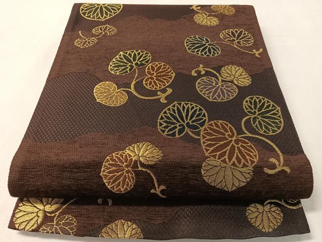 平和屋着物●六通柄袋帯 モール 葵文 金糸 正絹 逸品 CABL0286vp