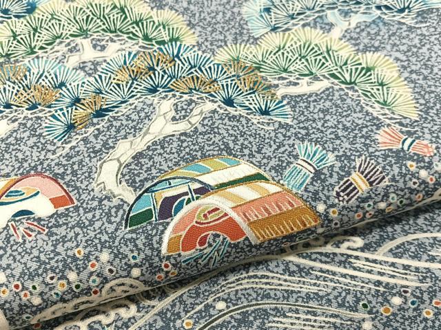 平和屋着物●太鼓柄袋帯 刺繍 浜松文 金糸 正絹 逸品 未使用 CABL0290vp