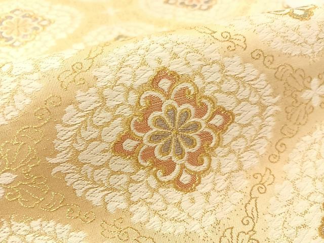 平和屋着物●六通柄袋帯 唐織 菱花文 金糸 正絹 逸品 CABL0300vp