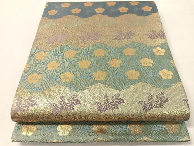 平和屋着物●全通柄袋帯 松皮桐花文 金糸 正絹 逸品 CABL0302vp