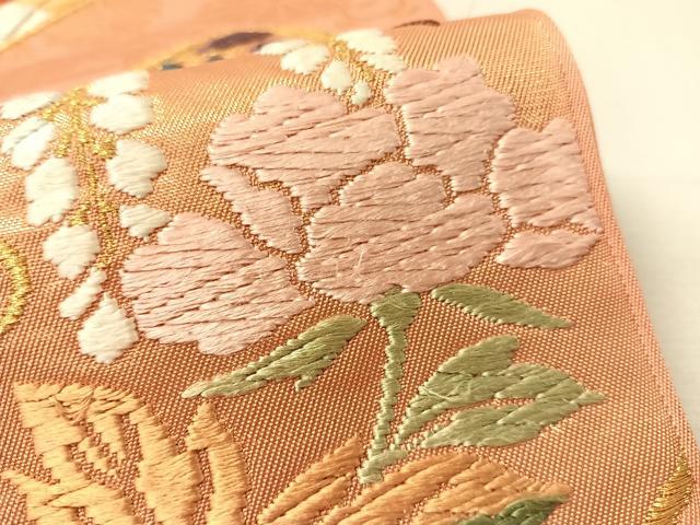 平和屋着物●六通柄 本袋帯 唐織 短冊花文 金糸 正絹 逸品 CABL0307vp