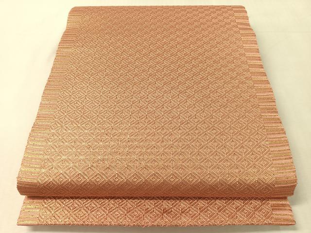 平和屋着物●ひなや工房 くむ・あむ・おる 伊豆蔵明彦 六通柄袋帯 菱吉祥文 金糸 正絹 逸品 未使用 CABL0308vp