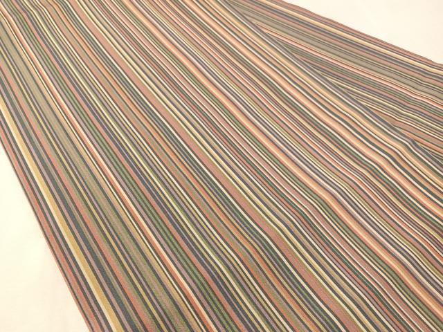平和屋着物●全通柄 九寸名古屋帯 縞 正絹 逸品 CABL0332vp