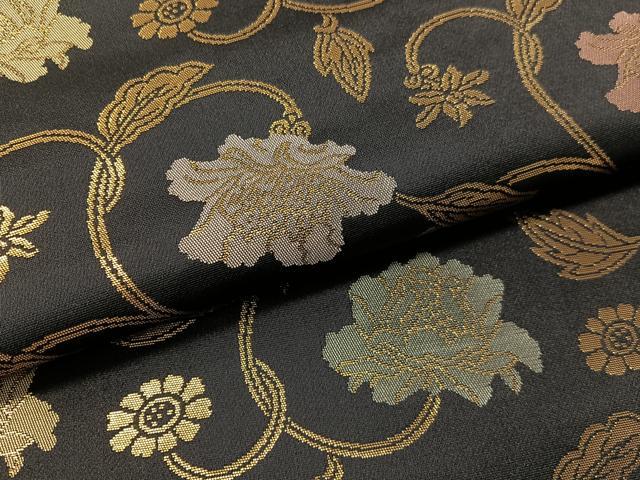 平和屋着物●九寸名古屋帯 牡丹唐草文 金糸 正絹 逸品 CABL0342vp