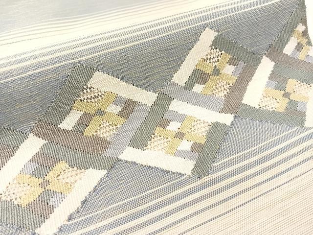 平和屋着物●ひなや工房 くむ・あむ・おる 伊豆蔵明彦 八寸名古屋帯 手織 つづれすくい織 菱吉祥文 金糸 証紙付き 逸品 未使用 CABL0351vp