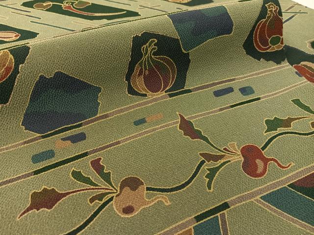 平和屋着物●全通柄 九寸名古屋帯 型染め 成り物 金彩 鬼しぼ縮緬 逸品 CABL0352vp