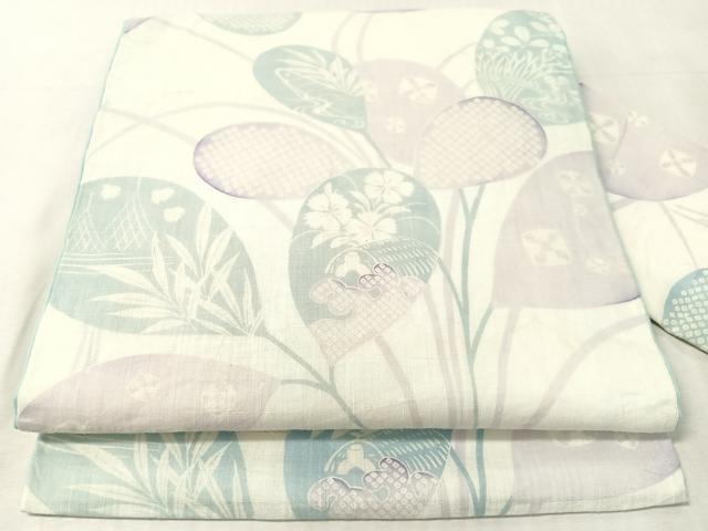平和屋着物●九寸名古屋帯 水辺風景文 綿 逸品 CABL0358vp