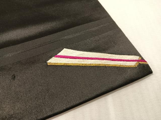 平和屋着物●アンティーク 大正ロマン 総手刺繍 九寸開き名古屋帯 扇面雲龍文 黒地 金銀糸 正絹 逸品 CABL0376vp