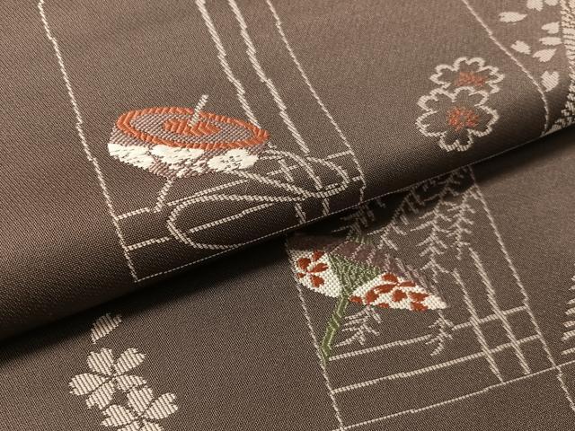 平和屋着物●九寸名古屋帯 唐織 市松玩具文 正絹 逸品 CABL0382vp