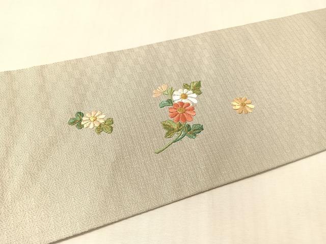 平和屋着物●総刺繍 九寸名古屋帯 成り物 金糸 正絹 逸品 CABL0389vp