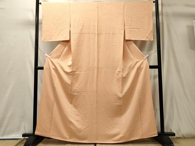 平和屋着物■上質な色無地 七宝地紋 萱草色 正絹 逸品 CABL0401oy