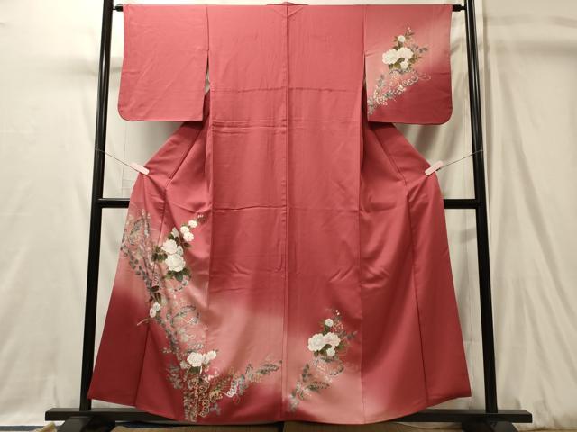 平和屋着物■訪問着 草花文 暈し染め 金銀彩 正絹 逸品 CABL0402oy