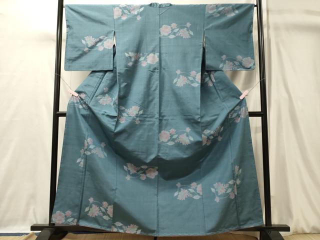 平和屋着物■上質な紬 更紗花唐草文 正絹 逸品 未使用 CABL0435oy