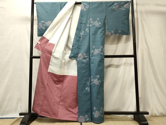 平和屋着物■上質な紬 更紗花唐草文 正絹 逸品 未使用 CABL0435oy
